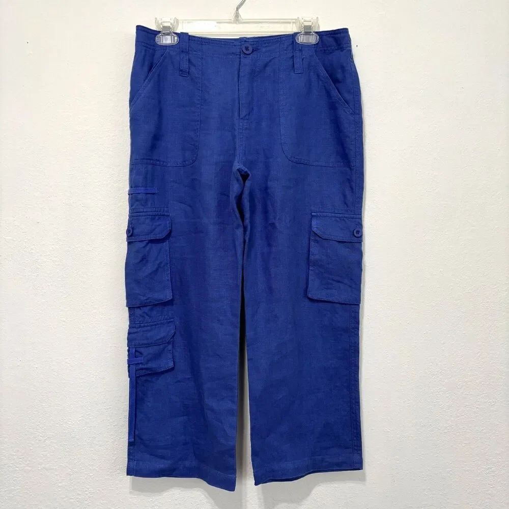 Orvis Mens Linen Cargo Pants Size 10 Casual Coastal Minimalist Capsule Preppy